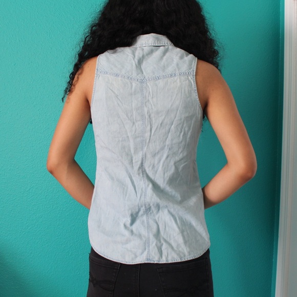 denim sleeveless top - Picture 8 of 9
